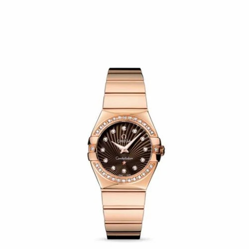 Omega Constellation Quartz 27 Polished Red Gold / Diamond / Brown Supernova 123.55.27.60.63.002 (12355276063002)